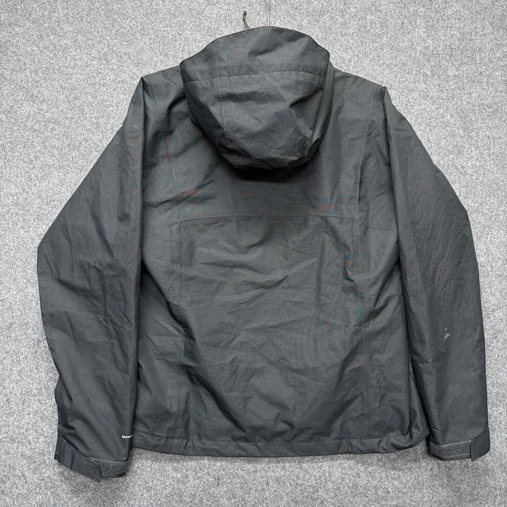 Columbia Omni-Tech Mens Large Black Hooded Rain Jacket Waterproof Shell WL0533